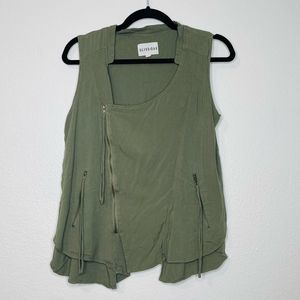 OLIVE+OAK Olive Green Sleeveless Zip Up Moto Vest Medium
